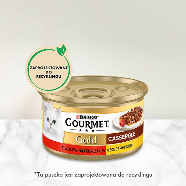 Gourmet Gold Karma dla kotów casserole z wołowiną i kurczakiem w sosie z pomidorami 85 g
