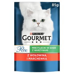 Gourmet Perle Karma dla kotów mini fileciki w sosie z wołowiną i marchewką 85 g
