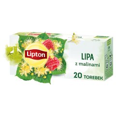 Lipton Herbatka ziołowa aromatyzowana lipa z malinami 18 g (20 torebek)
