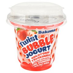 Bakoma Bubble Twist Jogurt pitny odlotowa truskawka z kulkami owocowymi 210 g