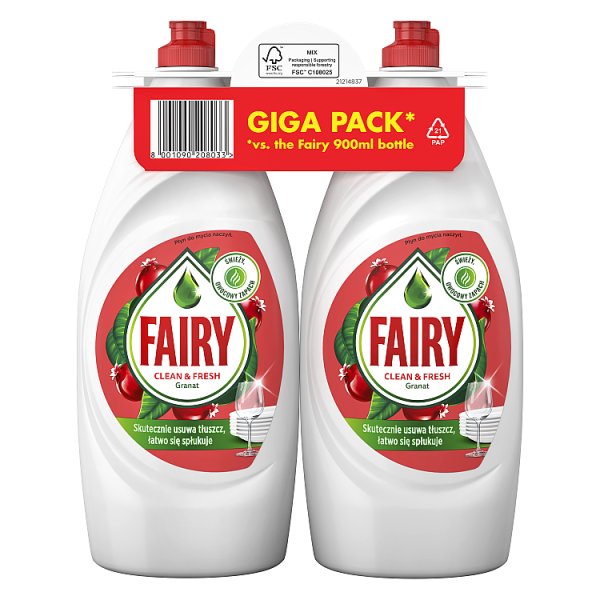 Fairy Clean &amp; Fresh Granat z wiciokrzewem Płyn do mycia naczyń 1.8L