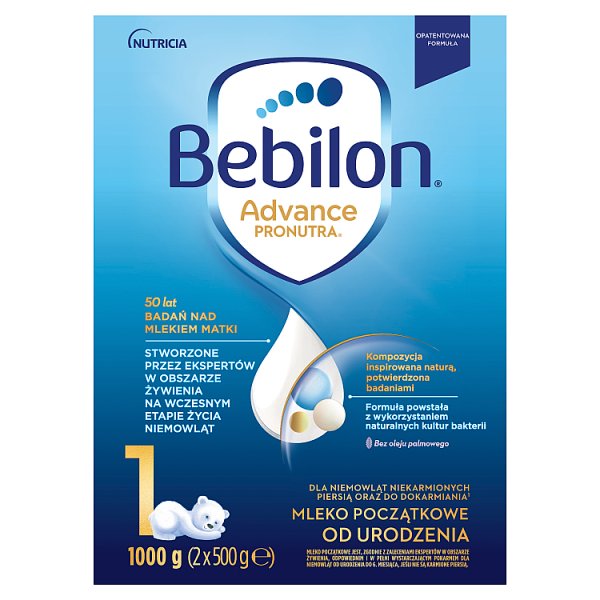 Bebilon 1 Advance Pronutra Mleko początkowe od urodzenia 1000 g (2 x 500 g)