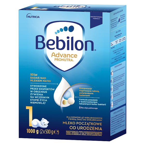 Bebilon 1 Advance Pronutra Mleko początkowe od urodzenia 1000 g (2 x 500 g)