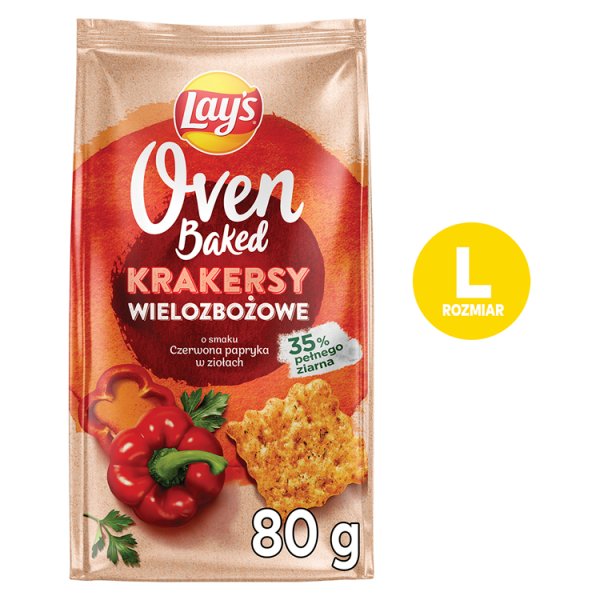 Lay&#039;s Oven Baked Krakersy wielozbożowe o smaku czerwona papryka w ziołach 80 g