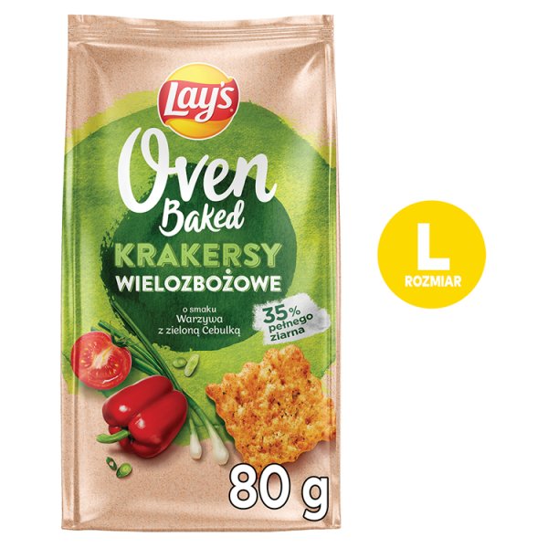 Lay&#039;s Oven Baked Krakersy wielozbożowe o smaku warzywa z zieloną cebulką 80 g