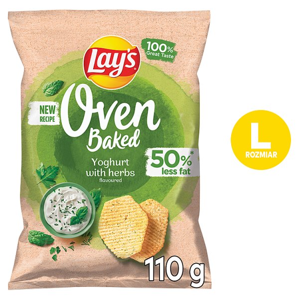 Lay&#039;s Oven Baked Pieczone formowane chipsy ziemniaczane o smaku jogurtu z ziołami 110 g
