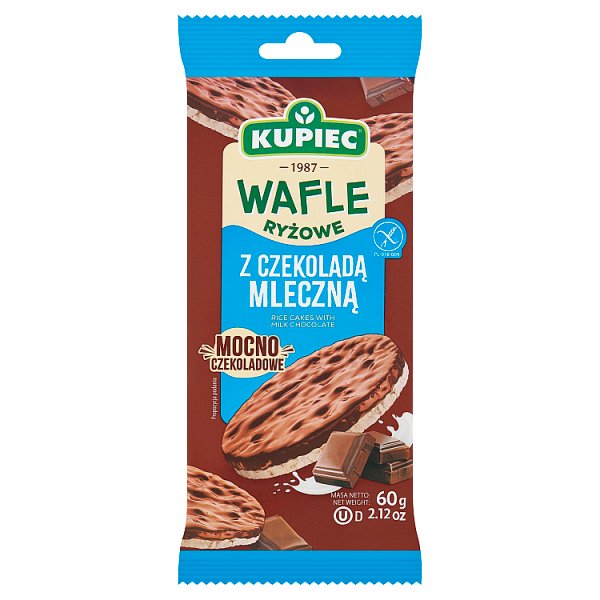 Kupiec Wafle ryżowe z czekoladą mleczną 60 g (4 sztuki)
