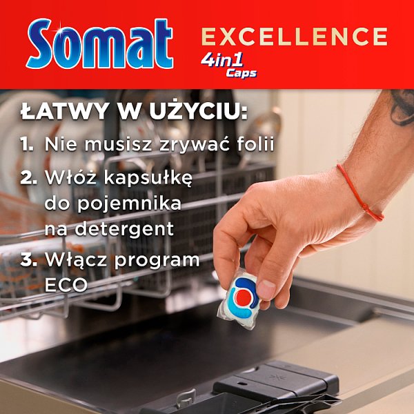 Somat Excellence 4 in 1 Caps Kapsułki do mycia naczyń w zmywarkach 570 g (30 sztuk)