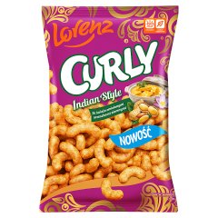 Lorenz Curly Chrupki kukurydziane ze świeżo zielonymi orzeszkami ziemnymi o smaku curry 100 g