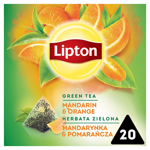 Lipton Herbata zielona mandarynka &amp; pomarańcza 36 g (20 torebek)