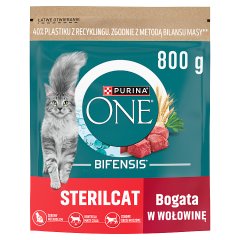 PURINA ONE Bifensis Sterilcat Karma dla kotów bogata w wołowinę 800 g