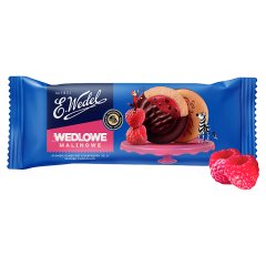 E. Wedel Wedlowe Malinowe Biszkopty z galaretką malinową oblane czekoladą deserową 147 g