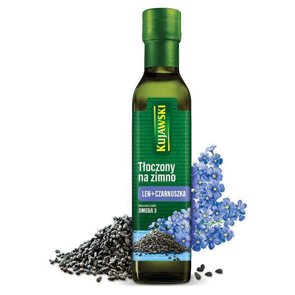 Kujawski Olej lniany tłoczony na zimno z czarnuszką 250 ml