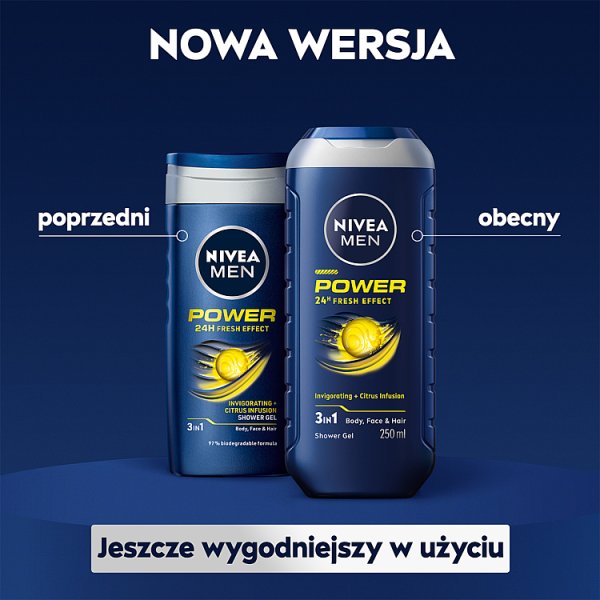 Nivea MEN Power 24H Fresh Effect Żel pod prysznic dla mężczyzn 500 ml
