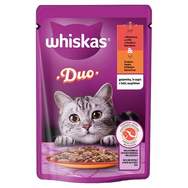 Whiskas Duo Mokra karma dla kotów galaretka z wołowiną &amp; drobiem  85 g