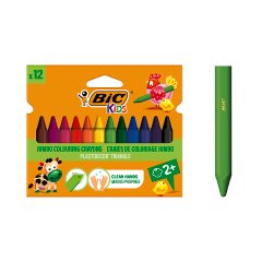 BiC Kids Plastidecor Trójkątne kredki świecowe 12 sztuk