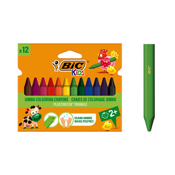 BiC Kids Plastidecor Trójkątne kredki świecowe 12 sztuk
