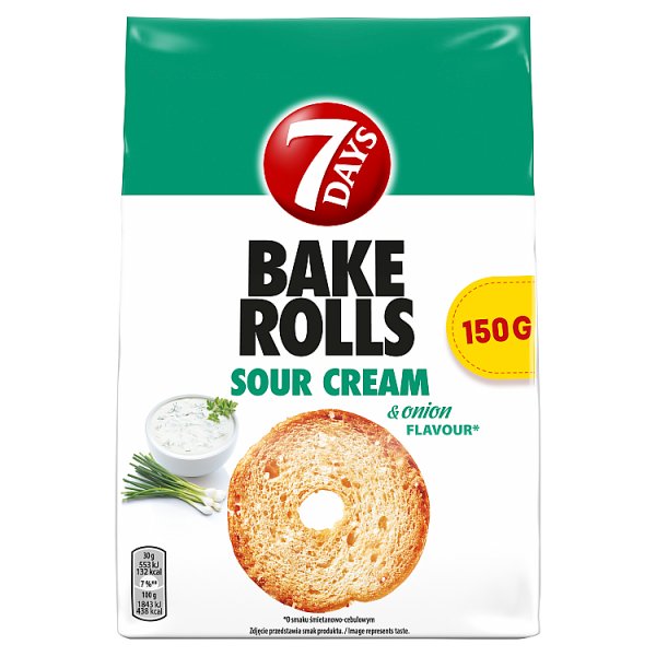 7 Days Bake Rolls Chrupki chlebowe o smaku śmietanowo-cebulowym 150 g