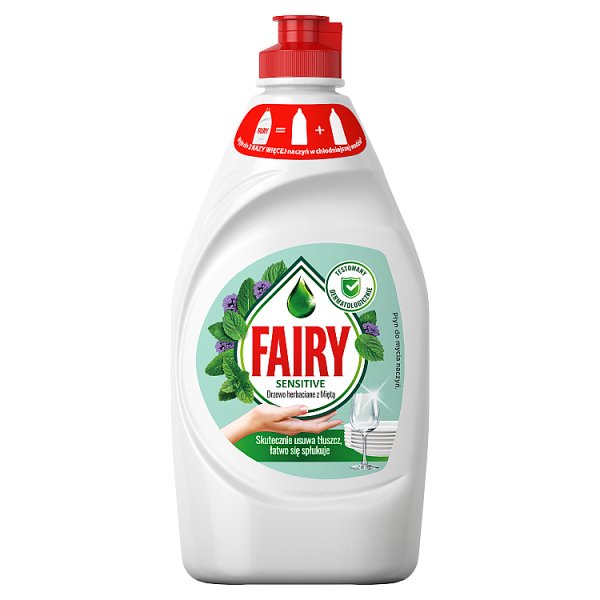 Fairy Skóra wrażliwa Tea Tree &amp; Mint Płyn do mycia naczyń, delikatny dla skóry 450 ML