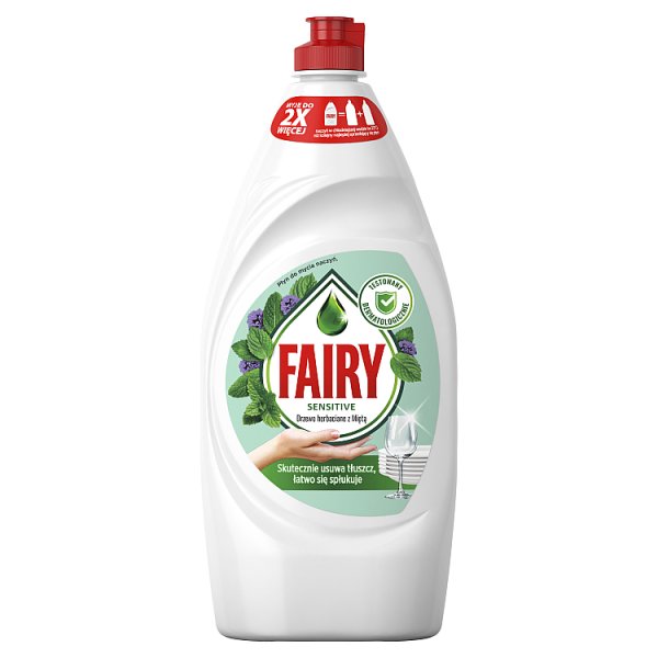 Fairy Skóra wrażliwa Tea Tree &amp; Mint Płyn do mycia naczyń, delikatny dla skóry 900 ML