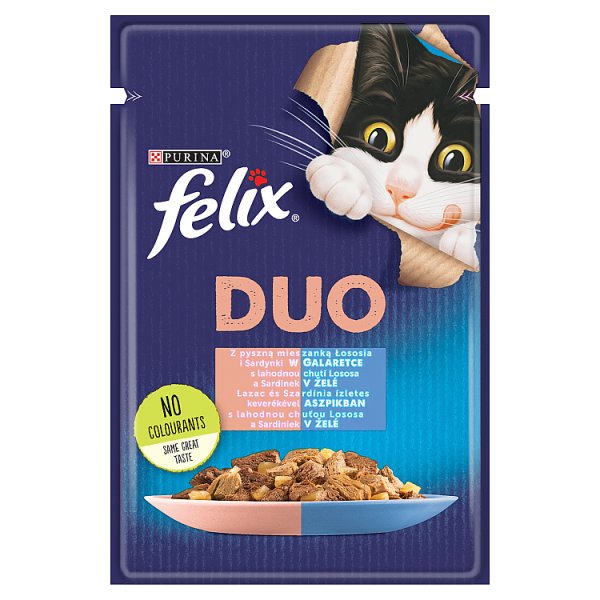 Felix Duo Karma dla kotów z pyszną mieszanką łososia i sardynki w galaretce 85 g