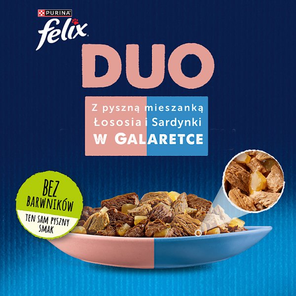 Felix Duo Karma dla kotów z pyszną mieszanką łososia i sardynki w galaretce 85 g