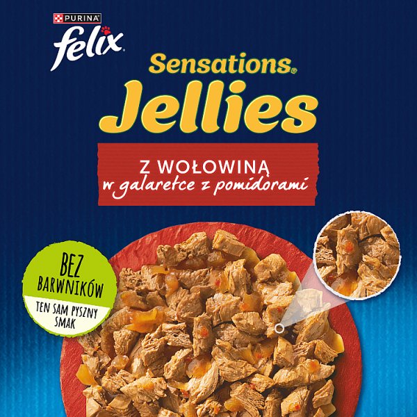 Felix Sensations Jellies Karma dla kotów z wołowiną w galaretce z pomidorami 85 g