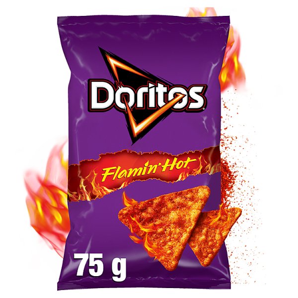 Doritos Flamin&#039; Hot Chipsy kukurydziane o smaku bardzo pikantnym 75 g