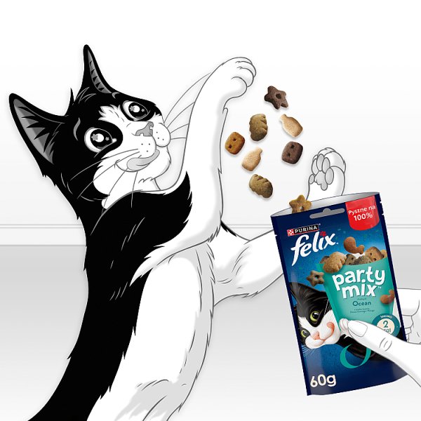 Felix Party Mix Ocean Przekąski o smaku łososia dorsza czarnego i pstrąga 60 g