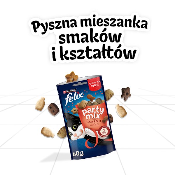 Felix Party Mix Mixed Grill Przekąski o smaku wołowiny kurczaka i łososia 60 g