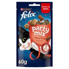 Felix Party Mix Mixed Grill Przekąski o smaku wołowiny kurczaka i łososia 60 g