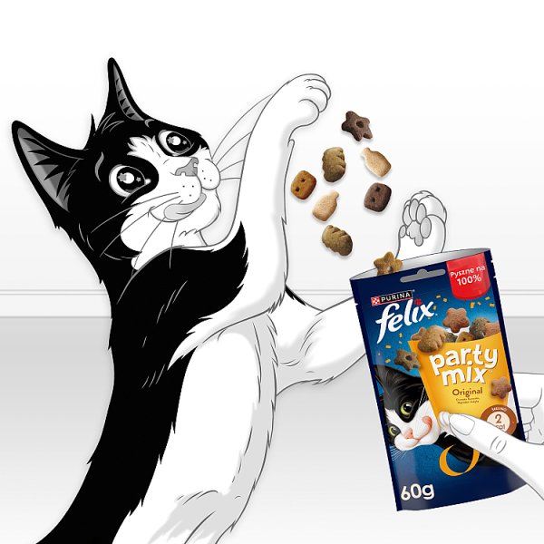 Felix Party Mix Original Przekąski o smaku kurczaka wątróbki i indyka 60 g