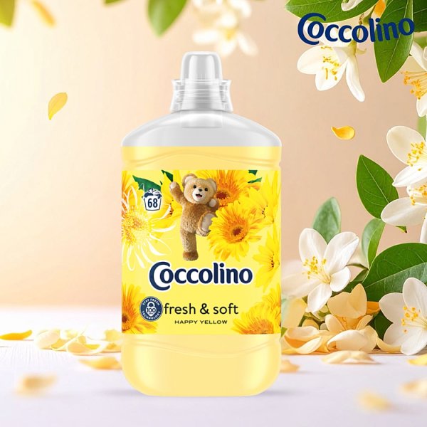 Coccolino Happy Yellow Płyn do płukania tkanin koncentrat 1700 ml (68 prań)