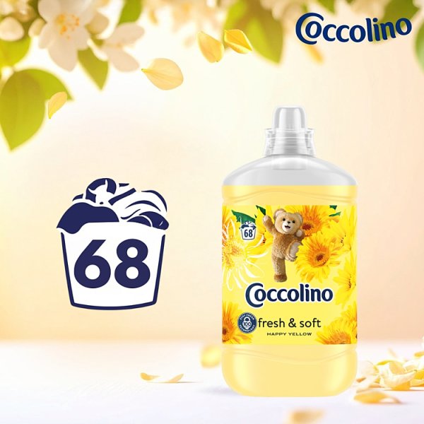 Coccolino Happy Yellow Płyn do płukania tkanin koncentrat 1700 ml (68 prań)