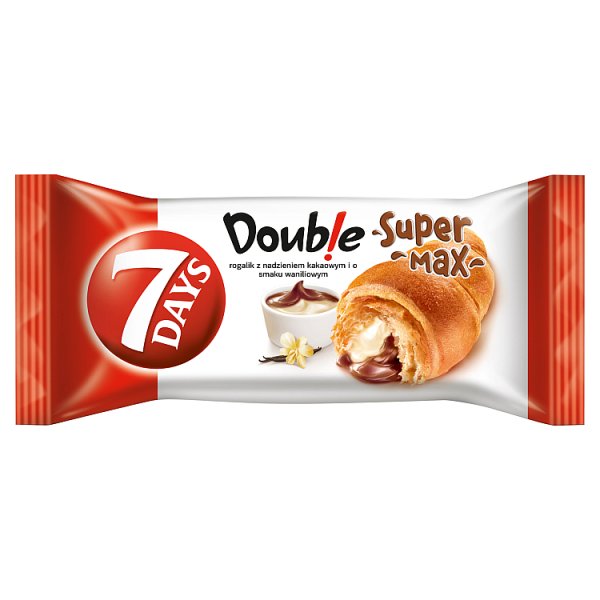 7 Days Doub!e Super Max Rogalik Z Nadzieniem Kakaowym I O Smaku Waniliowym 110 G