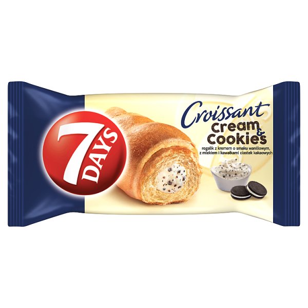 7 Days Cream &amp; Cookies Rogalik Z Kremem O Smaku Waniliowym Z Mlekiem I Kawałkami Ciastek 60 G