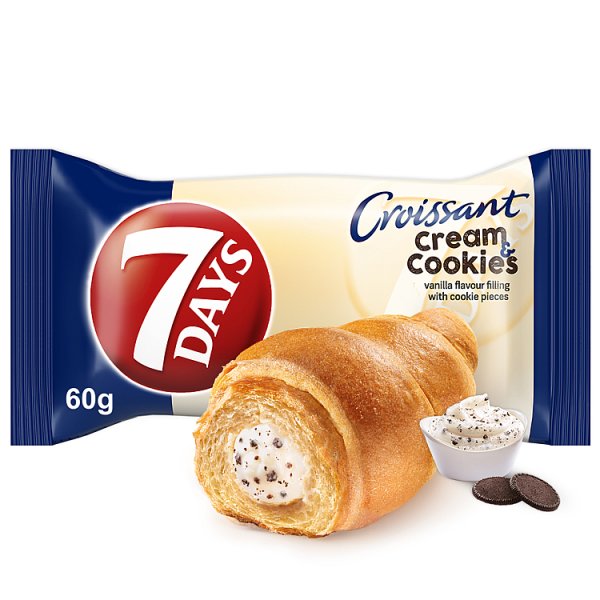 7 Days Cream &amp; Cookies Rogalik Z Kremem O Smaku Waniliowym Z Mlekiem I Kawałkami Ciastek 60 G
