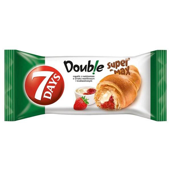 7 Days Doub!e Super Max Rogalik Z Nadzieniem O Smaku Waniliowym I Truskawkowym 110 G