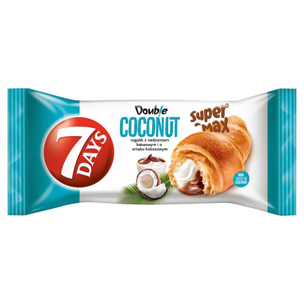 7 Days Doub!e Super Max Rogalik Z Nadzieniem Kakaowym I O Smaku Kokosowym 110 G