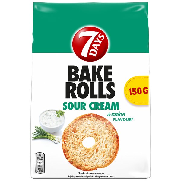 7 Days Bake Rolls Chrupki Chlebowe O Smaku śmietanowo-cebulowym 150 G