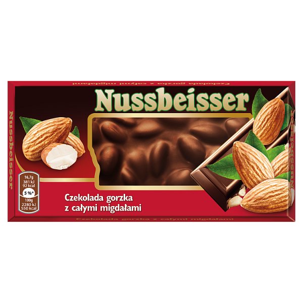 Nussbeisser Czekolada Gorzka Z Całymi Migdałami 100 G