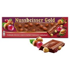Nussbeisser Gold Czekolada Mleczna Z Całymi Orzechami Laskowymi I Rodzynkami 220 G