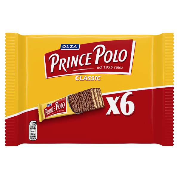 Prince Polo Classic Kruchy Wafelek Z Kremem Kakaowym Oblany Czekoladą 105 G (6 X 17,5 G)