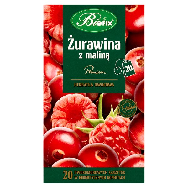 Bifix Premium Herbatka owocowa żurawina z maliną 40 g (20 x 2 g)