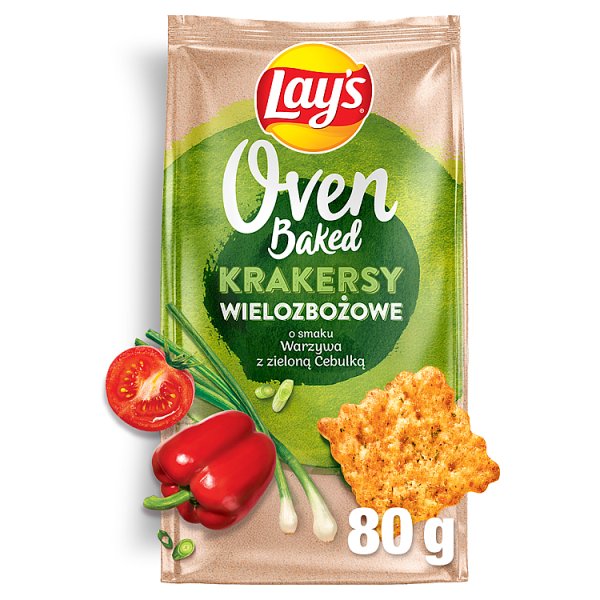 Lay&#039;s Oven Baked Krakersy wielozbożowe o smaku warzywa z zieloną cebulką 80 g