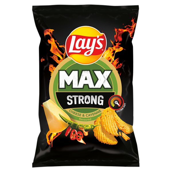 Lay&#039;s Max Strong Chipsy ziemniaczane karbowane o smaku sera i ostrej papryki 120 g