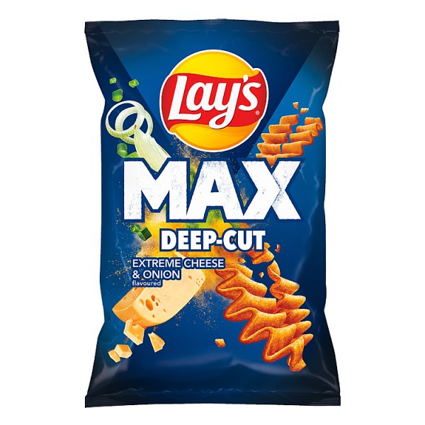 Lay&#039;s Max Deep-Cut Chipsy ziemniaczane o smaku sera i cebulki 120 g