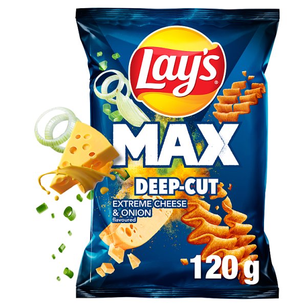 Lay&#039;s Max Deep-Cut Chipsy ziemniaczane o smaku sera i cebulki 120 g