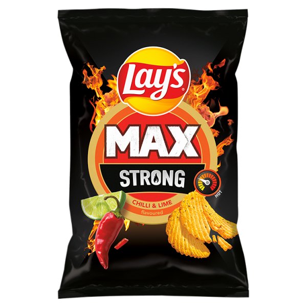Lay&#039;s Max Strong Chipsy ziemniaczane karbowane o smaku ostrego chilli i limonki 120 g