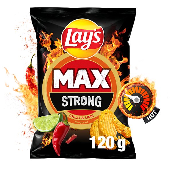 Lay&#039;s Max Strong Chipsy ziemniaczane karbowane o smaku ostrego chilli i limonki 120 g